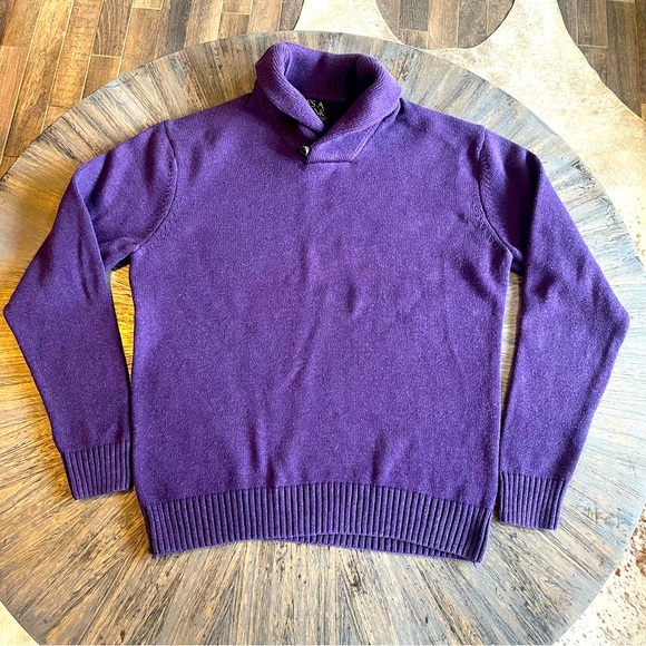 JoS. A. BANK Exec Collection Purple Shawl Collar Sweater Leather Button — Lg - Picture 1 of 11